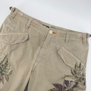 Mason's Cargo Shorts Mens 32 Khaki Floral Ripstop Made in Italy Military Utility